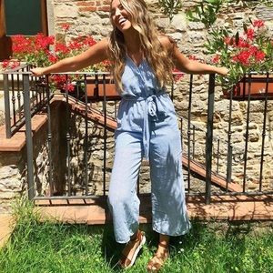 Blue & White Striped Jumpsuit